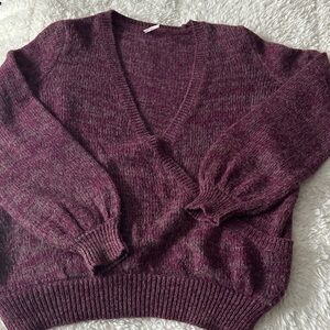 Free People Plum V-Neck Sweater